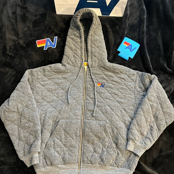 Aviator Nation Jackets & Blazers - NWT Aviator Nation Quilted Zip Hoody Unisex Heather Grey Size Medium